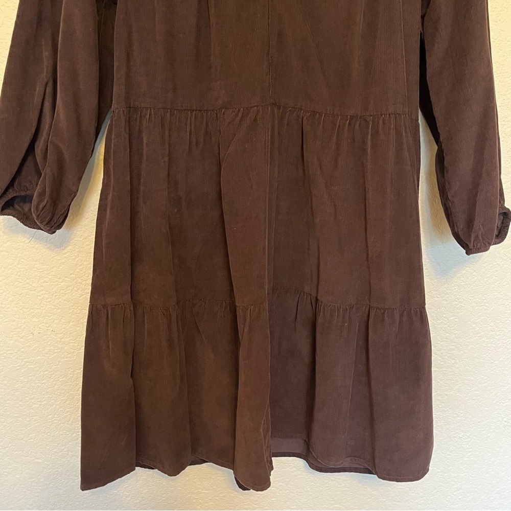 Sonoma Brown Corduroy Long Sleeve Tiered Waist Dress Women's Small - Picture 6 of 11